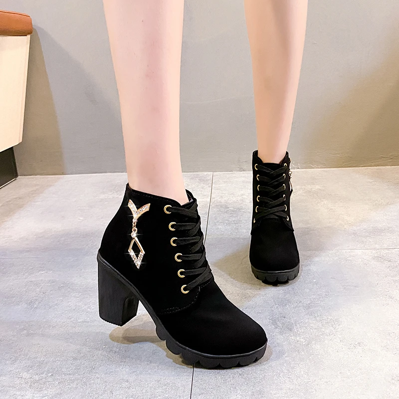 Comemore 2024 New Women Shoes Lace Up Ankle Boots Zapatos Mujer Fashion High Heels Ladies Casual Spring Pumps Platform Heel 42