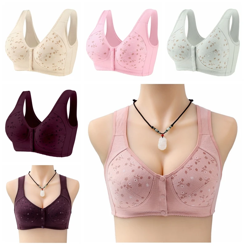 Women Bra Front Buckle Underwear for Ladies All-match Solid Color Beautiful Back Comfortable Gathered Breasts Breathable Bras