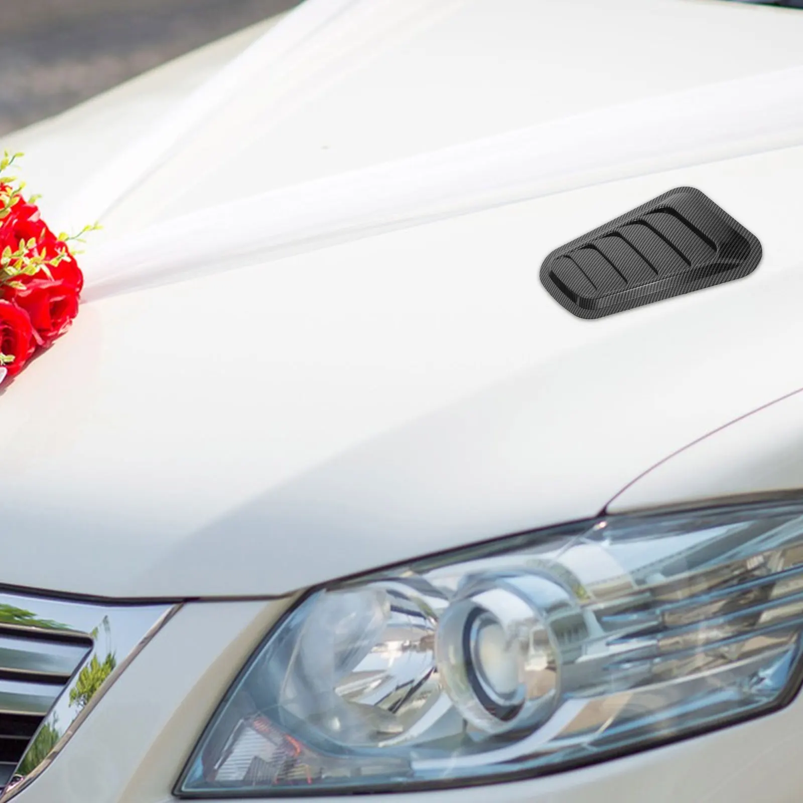 

2Pcs Car Hood Vent Decorative Paste Stickers Engine Cover Strip Imitation Air Flow Side Vents Auto Refit Supplies Car Outlet