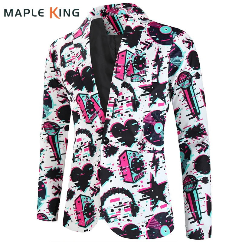 

Veste Homme Luxe 2025 Man Oversized Blazer Pour Homme Nightclub DJ Music Festival Printed Stage Party Dress Men Suits Jackets