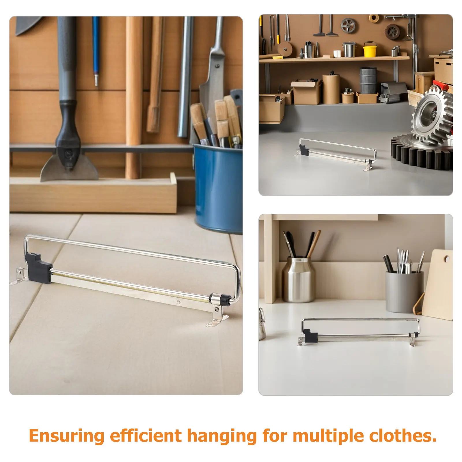 Extendable Pull Out Closet Rod 4 Pack Adjustable Retractable Wardrobe Hanging Rails for Space Saving view 3