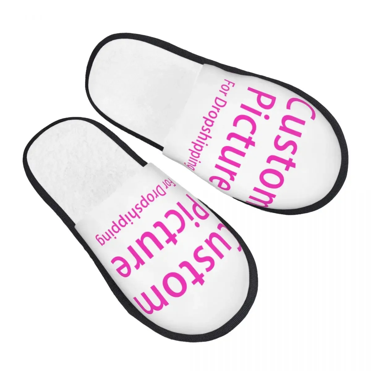 Personalized Custom Photo Logo House Slippers Women Cozy Memory Foam Customized DIY Print Slip On Hotel Slipper Shoes