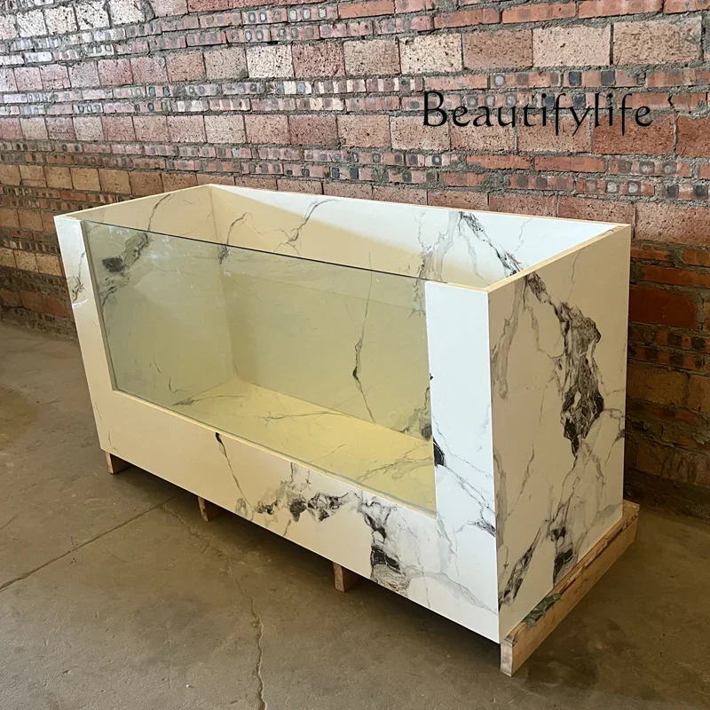 

I Slate Ceramic Balcony Floor-to-ceiling Fish Tank Micro-landscape Turtle Pool Tank Outdoor Fish Pool Box Ecological Landscaping