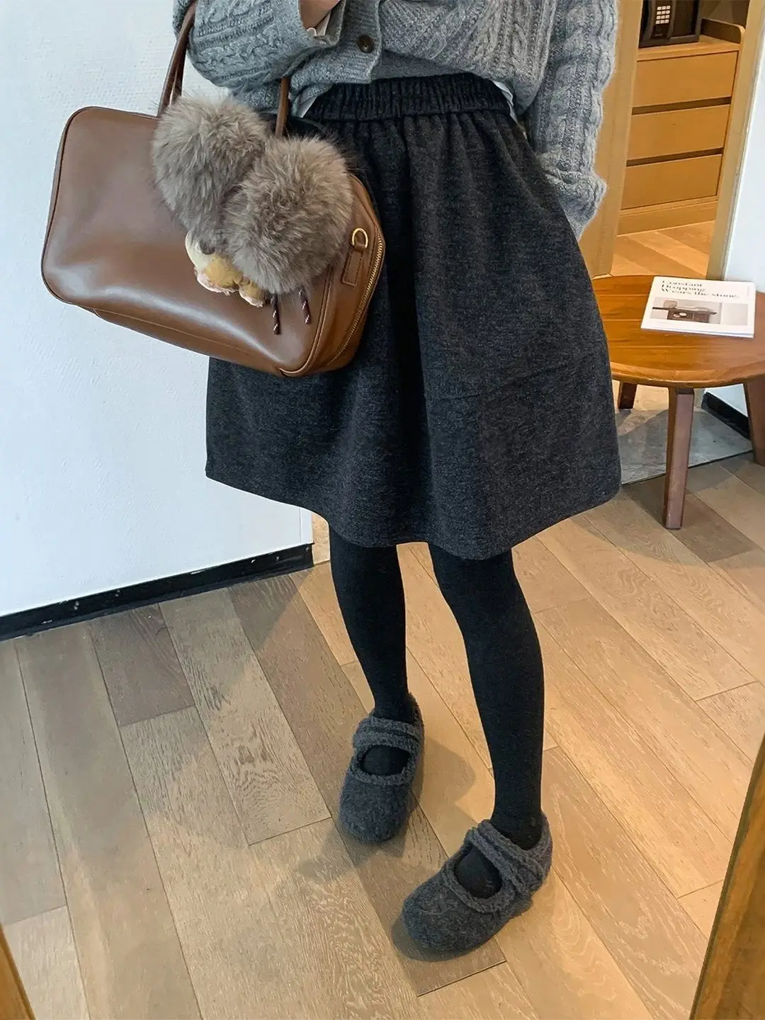 

High-End plus Size Woolen Skirt Women's Faion Commute High Waist Simple A-Line Skirt Korean Sle Casual Spring Season