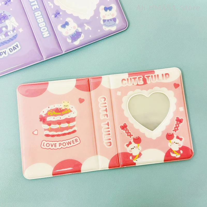 Carpeta de tarjetas fotográficas Kpop, bonito álbum de fotos, Mini soporte para sesión fotográfica, 3 pulgadas, corazón de amor, colector hueco, máquina de encuadernación de libros, Fajas