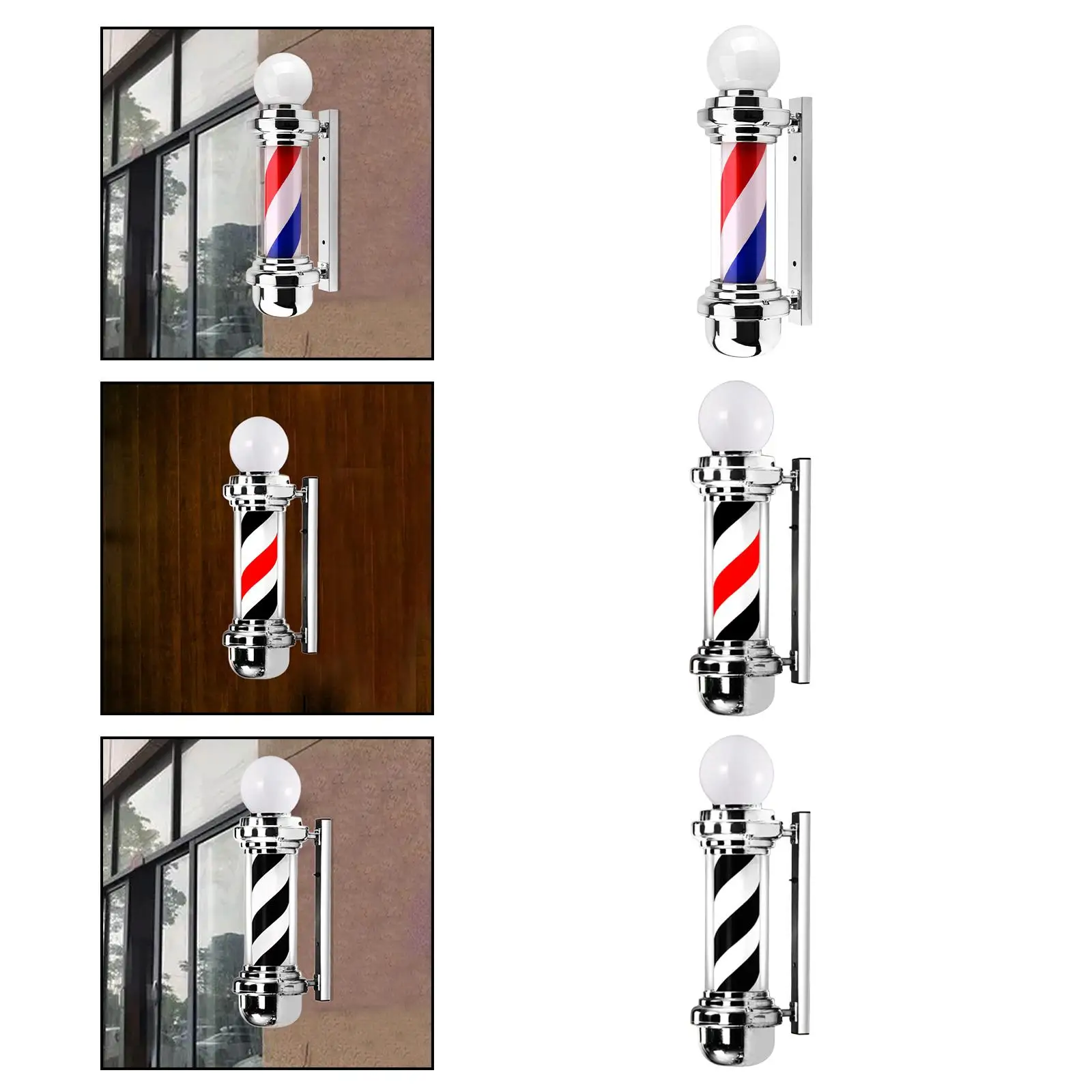 23.6 inch Barber Pole Light Easy Installation Sturdy Rotating Stripes Light Salon Sign for Indoor Hair Salon Outdoor Barbershop image 4