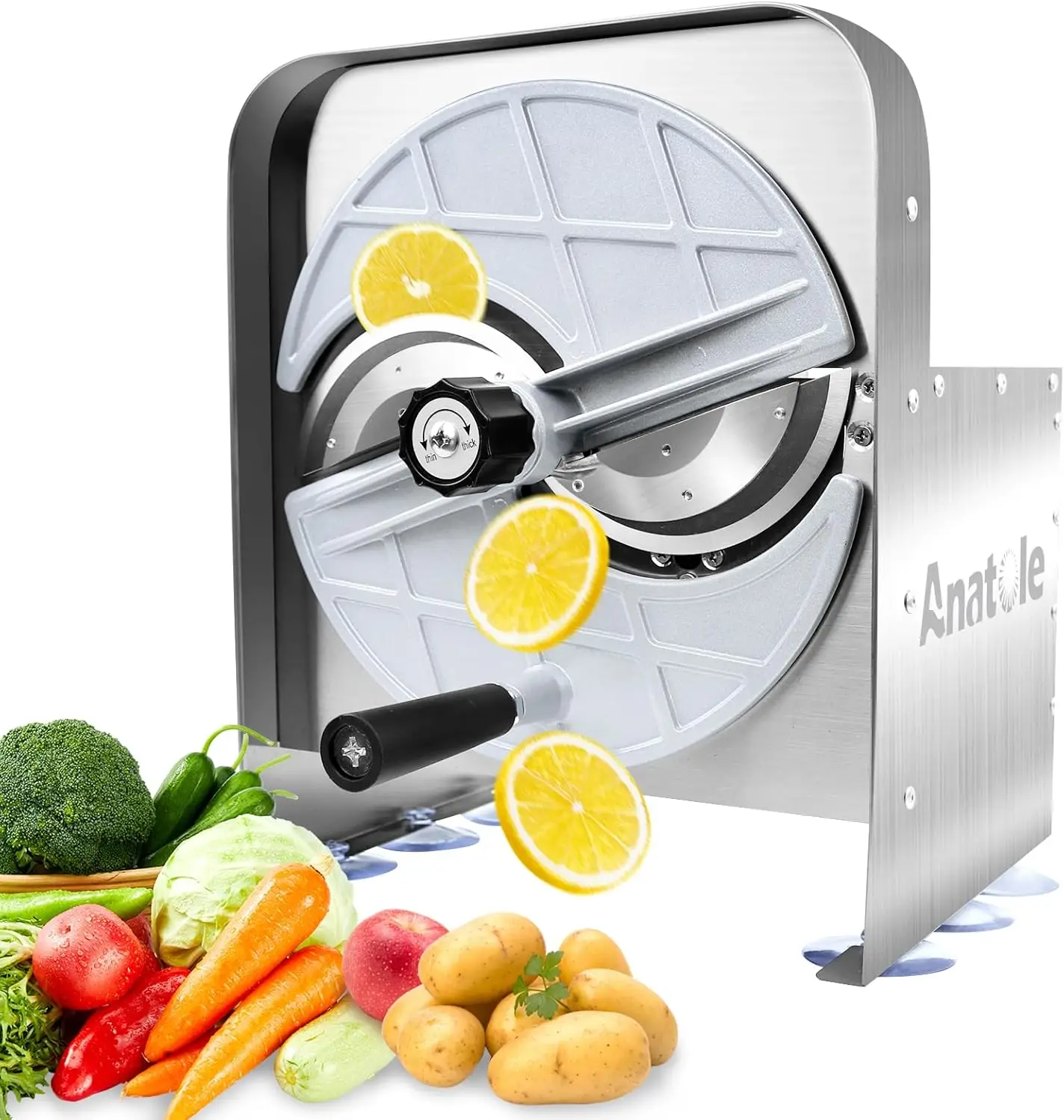 

Adjustable Stainless Steel Vegetable Slicer for Tomato Onion Potato Cabbage Fruit Cutting 0-0.4'' Thickness