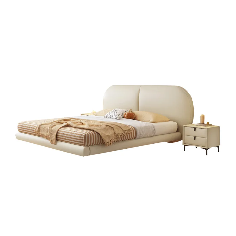 

Cream wind, clouds, suspended bed, modern, minimalist, leather, sensor light