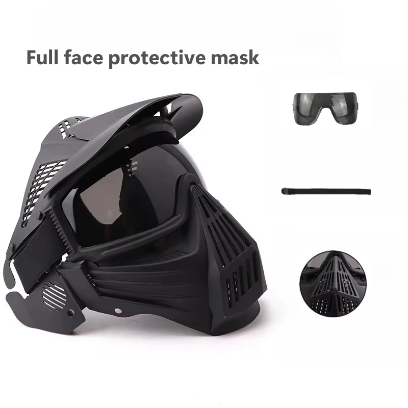 All-in-One Full Face Protection Mask Helmet Goggles Set for Airsoft Paintball CS Wargame