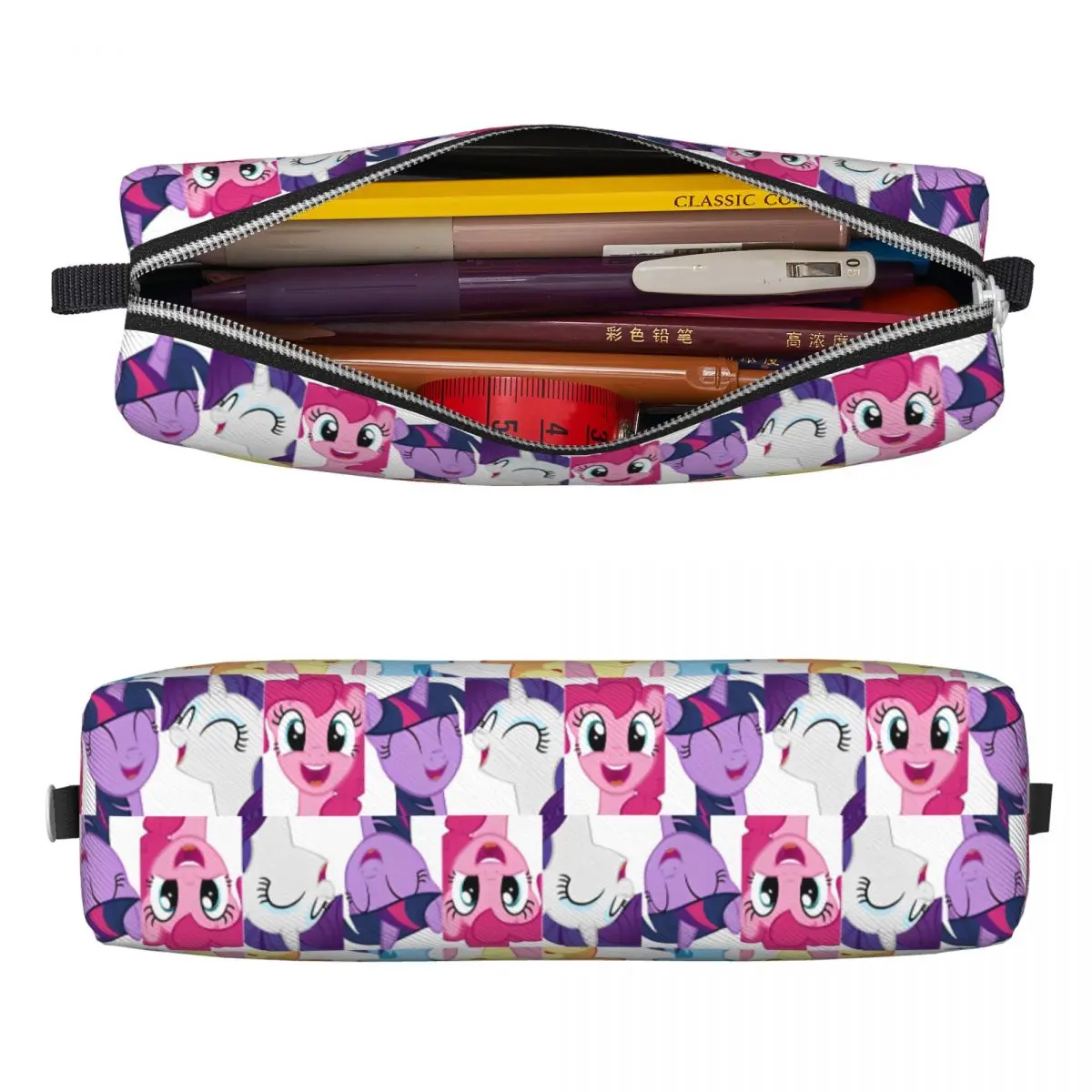 Ponies Friendship Is Magic Pencil Cases Rarity Pinkie Pie Rainbow Dash Pen Holder Bags Girls Boys Large Storage Pouch