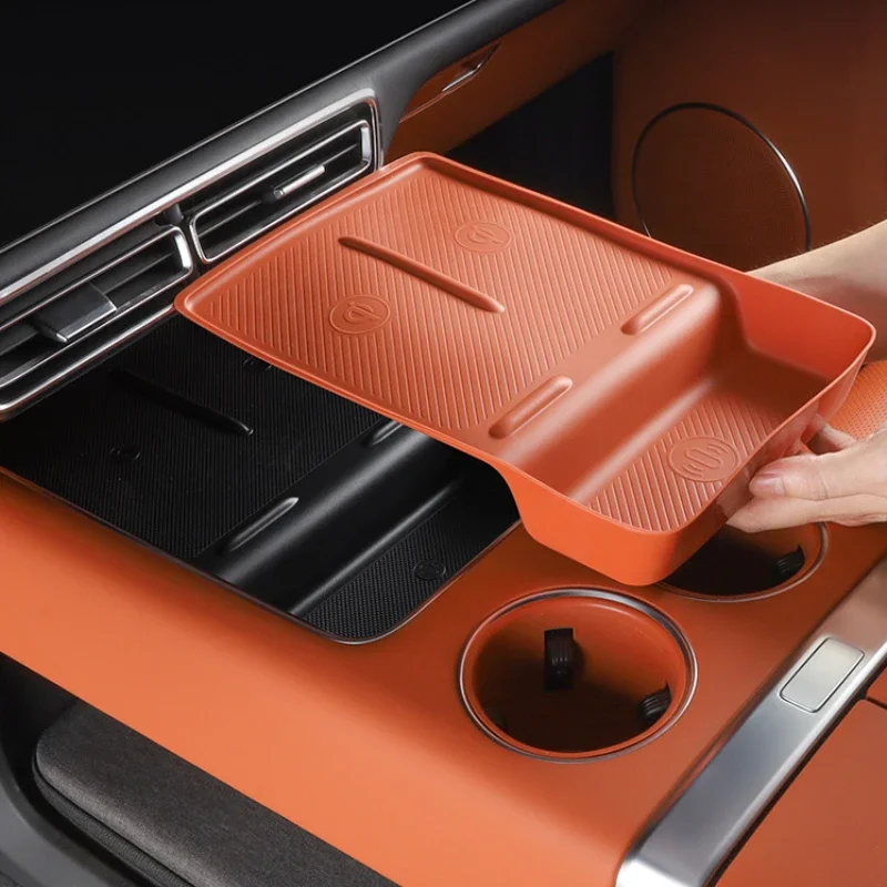 

For LiXiang L7 L8 L9 2023 Silica Gel orange Car Anti-slip Mat for Central Water Cup Wireless Charging Pad Car Accessories