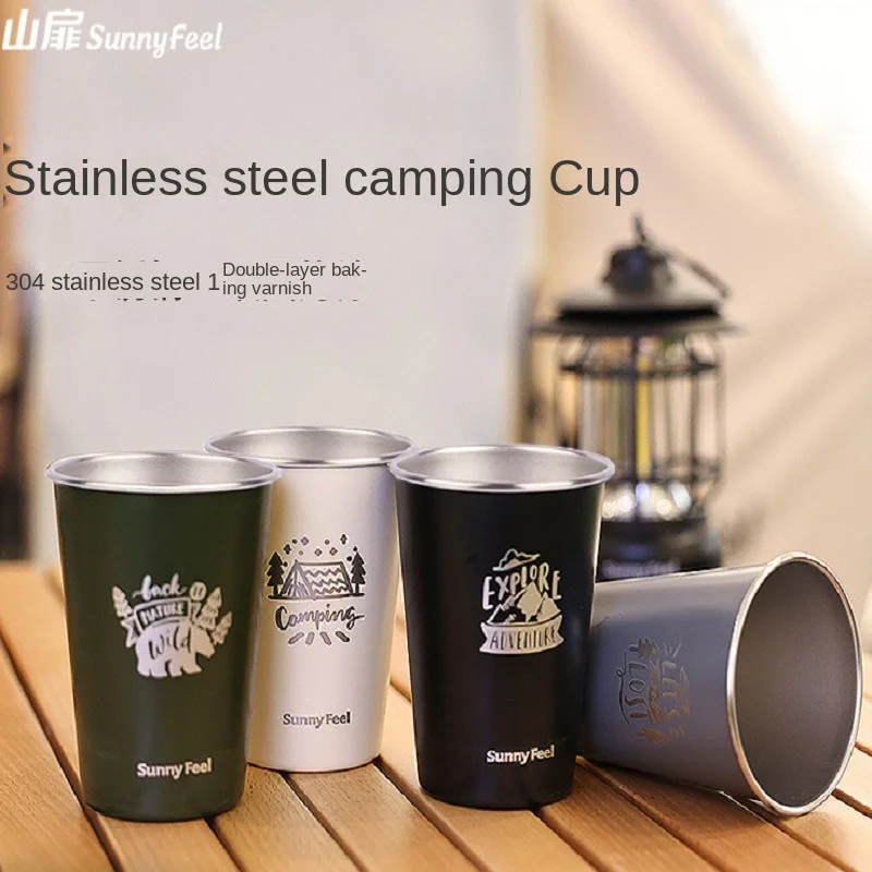 

Outdoor camping stainless steel water cup four-piece set can store portable cups Camping cups Outdoor camping water cups