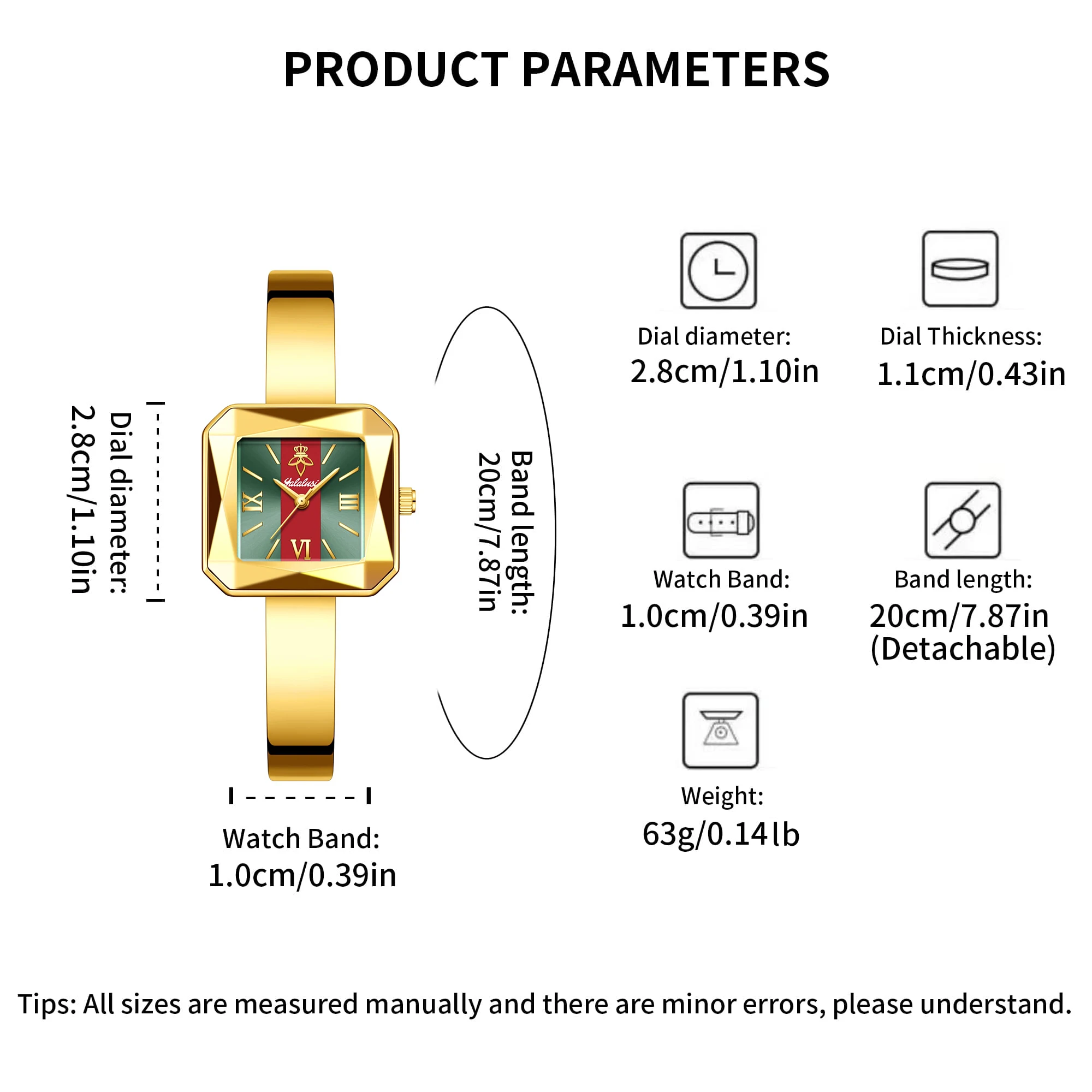 YaLaLuSi Fashion New Women's Quartz Watch Hot Selling Small Square Watch Design Rhombic Cut Glass Temperament Gold Women's Watch
