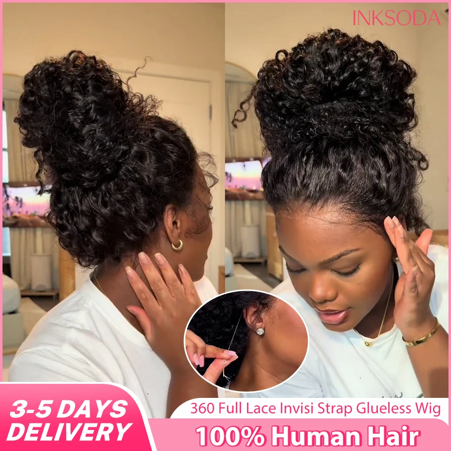 

Невидимый парик с кружевной основой 360 HD, глубокая волна, из натуральных волос, плотность 220, парик с полной кружевной основой 360, с невидимой нитью, без клея