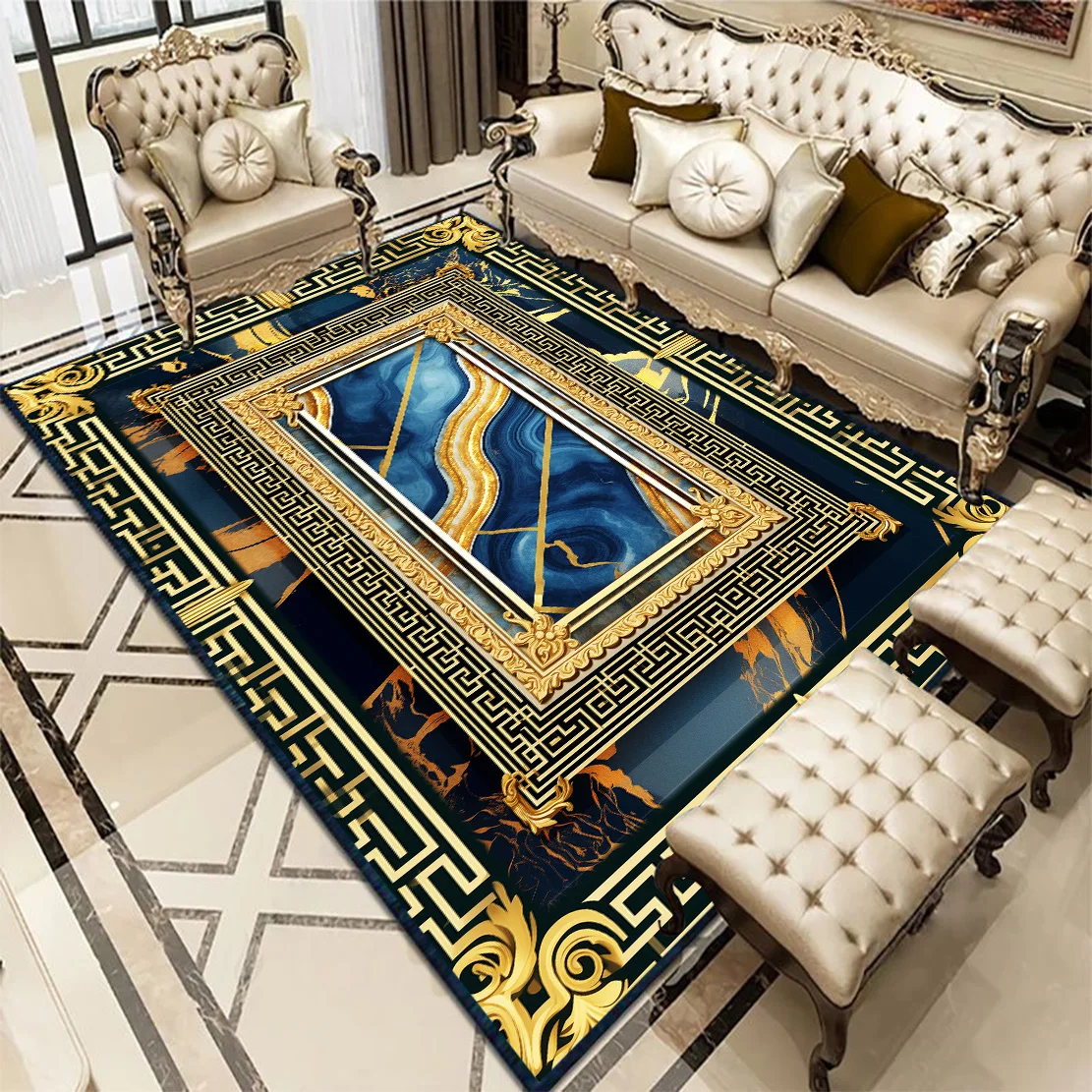 Carpets for Living Room European Classical Black Abstract Decor Carpet Luxury Bedroom Large Area Floor Mat Washable Non-slip Rug