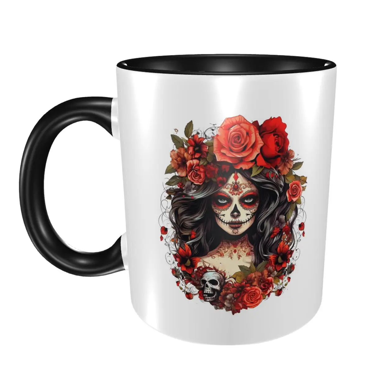 Mexican Catrina Girl Day Of The Dead Sugar Skull Mug Funny Ceramic Coffee Cups Tea Mugs Milk Cup Drinkware Gifts for Friends