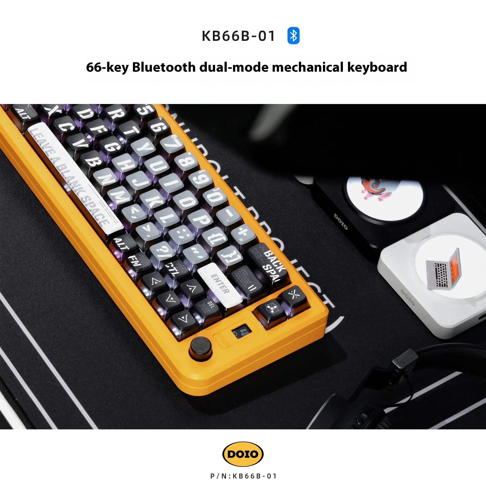 Doio Kb66b-01 Aluminium Alloy Mechanical Keyboard Kit Dual Mode Bluetooth Wireless Gaming Keyboard Customize Usb Type-C Hot-Swap