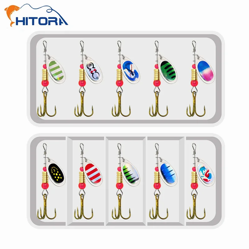 1Set 3.3g Fishing Lure Metal Rotating Sequins Spoon Spinner Hook  Artificial Wobbler Hard Bait for Bass Trout Perch Pike Tackle