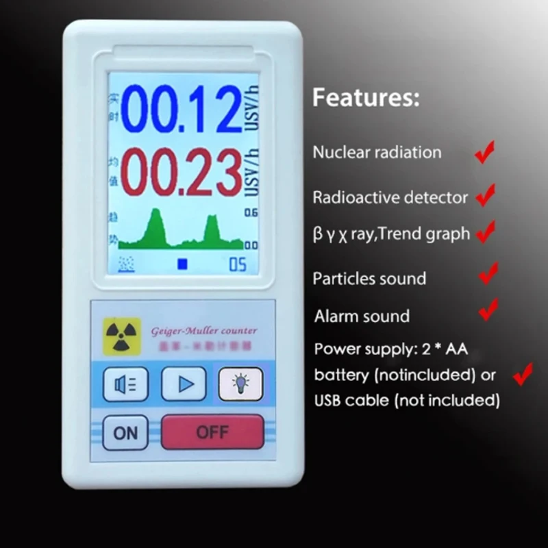 BR-6 Geiger Counter Detektor Radiasi Nuklir Dosimeter Pribadi Detektor Gamma Beta Sinar-X Alat Marmer Penguji Radioaktif LCD