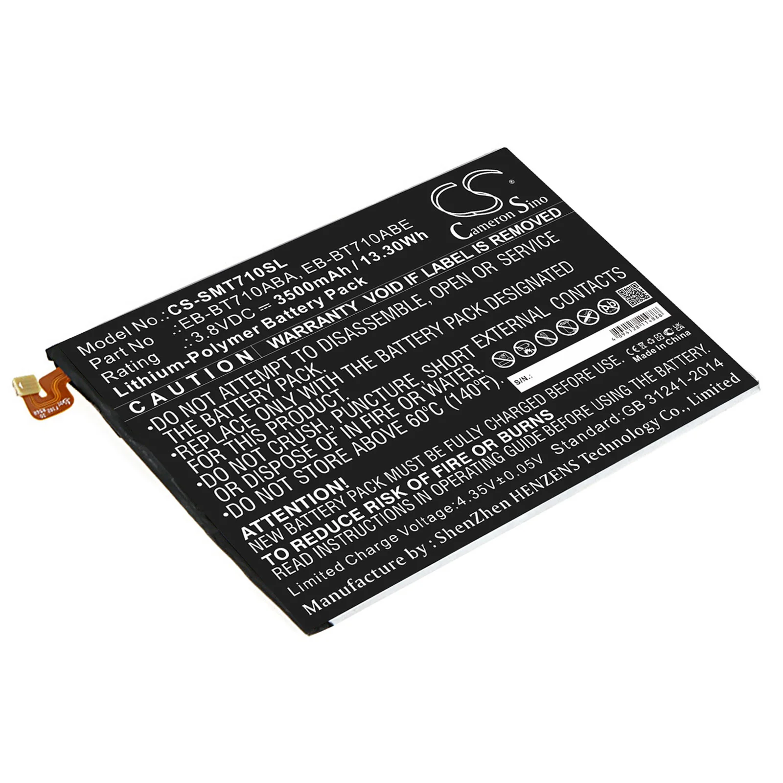 CS Replacement Battery for Samsung SM-T710,Galaxy Tab S2 8.0 WiFi,SM-T715,SM-T715N0,SM-T715C, PN:EB-BT710ABA 3500mAh / 13.3Wh