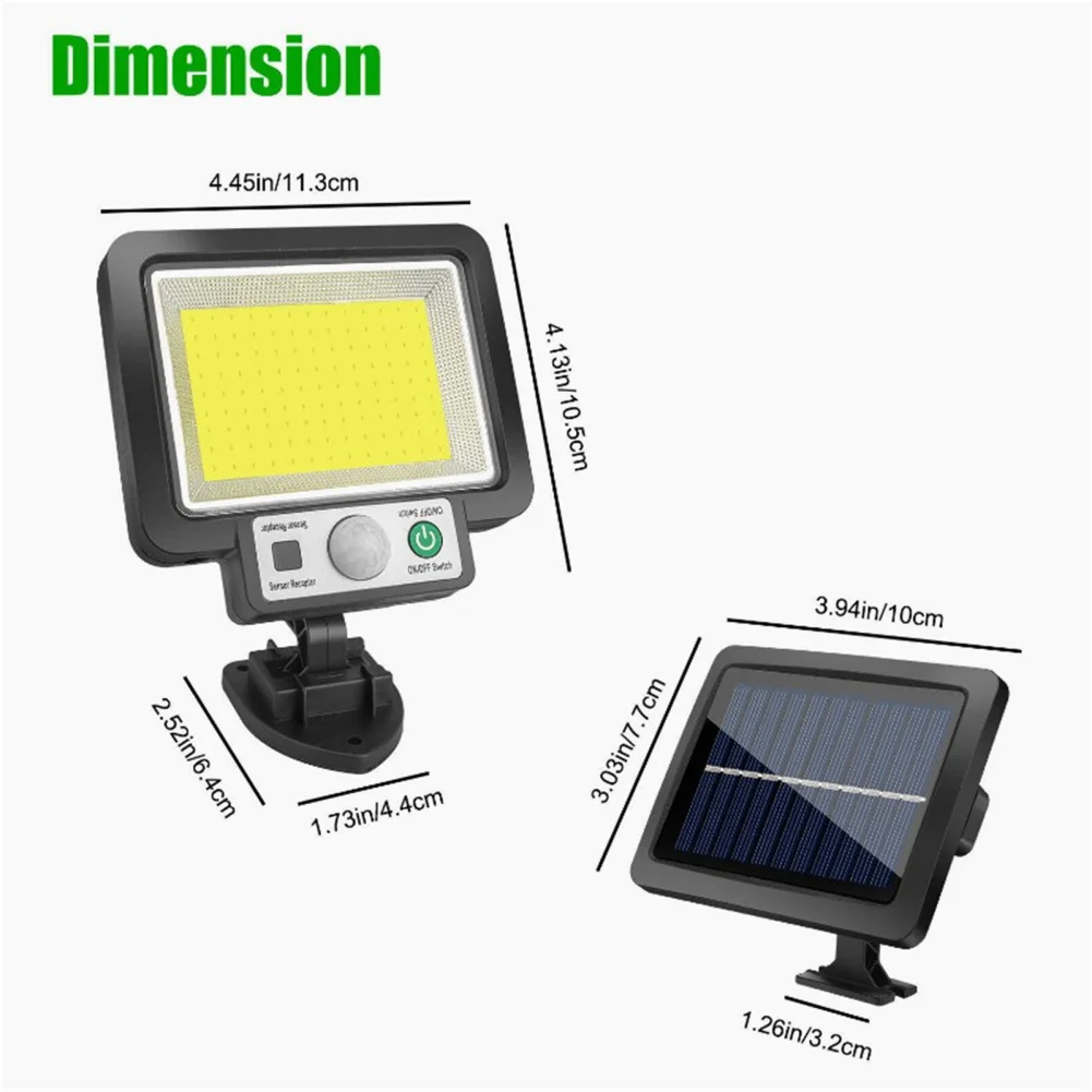 Outdoor Solar Wall Lights 117COB 3 Modes Waterproof Solar Powered Wall Lamp For Garden Porch Patio Yard