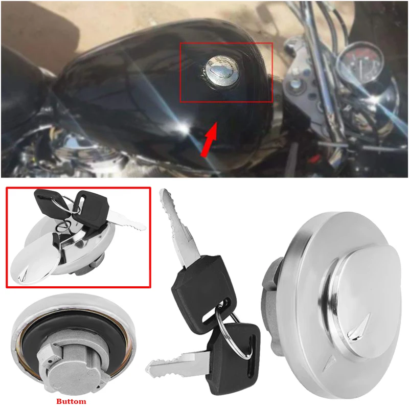 Fuel Gas Cap Lock Set for Honda VT1300C VT750C Magna VF750 CMX450C REBEL 450 1986-1987 Motorcycle Fuel Gas Tank Cap Cover Set