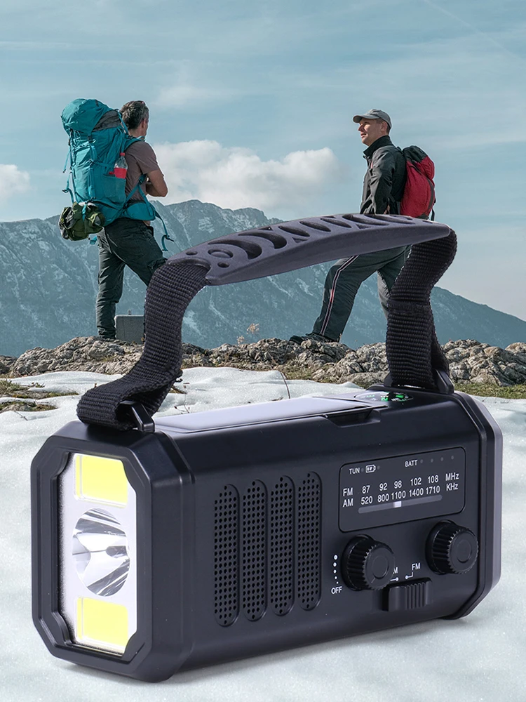 تعمل بالطاقة الشمسية AM FM راديو الطقس SOS إنذار بنك الطاقة في حالات الطوارئ مع مصباح LED مصباح قراءة متعدد الوظائف للهاتف الخليوي #6