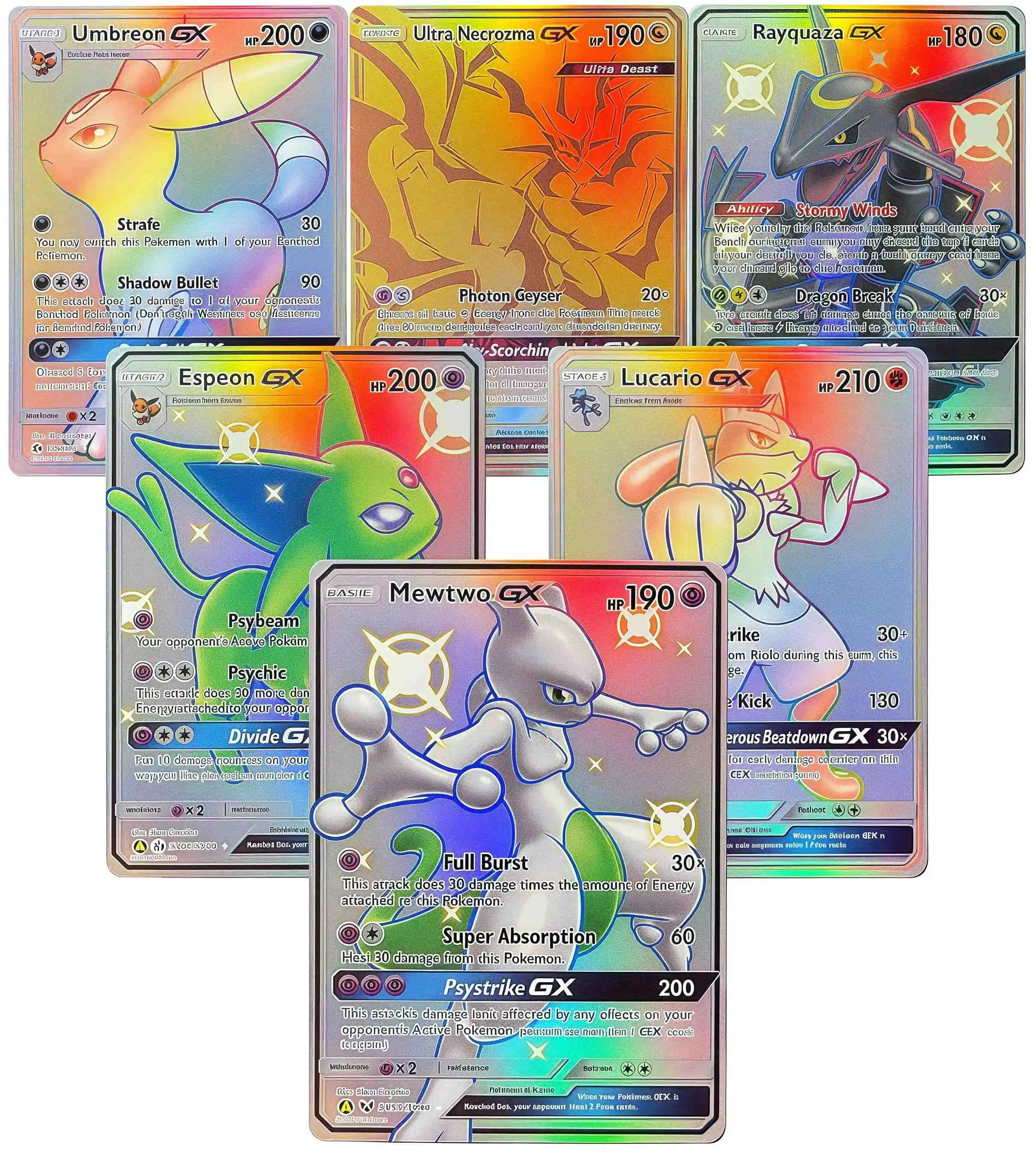 

PKM Holographic Cards proxy GX Leafeon Mewtwo Umbreon Dialga Rayquaza Sylveon Game Collectible Trading Card for PTCG Battles