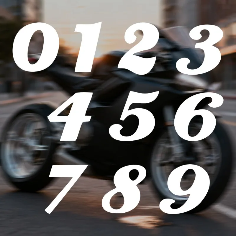 1PC White Number 0-9 Motorcycle Sticker, Waterproof Vinyl Decal for Full Moto Body Decor