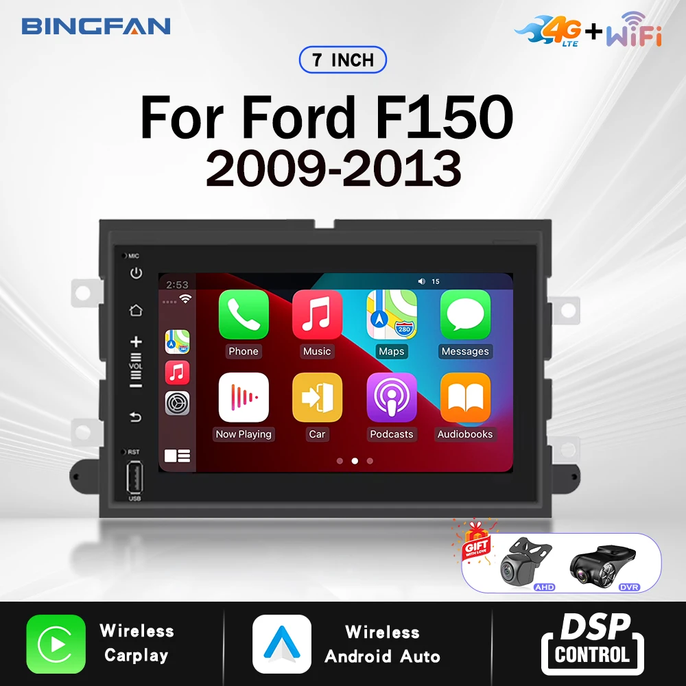 

7 inch CarPlay Android Auto Car Radio 2 Din for Ford F150 2009-2013 Wireless Multimedia Player GPS WIFI Touch Screen