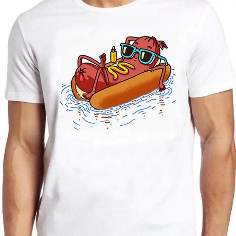 Hot Dog Summer Holiday Vacation Swimming Pool Funny intage Gift Tee T Shirt M728