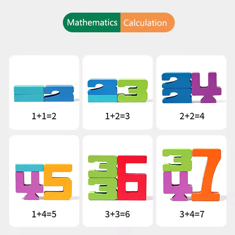 モンテッソーリ風の木製数字ブロック,教育用デジタルビルディングブロック,創造的なパズル,積み重ね可能なおもちゃ,子供向けゲーム