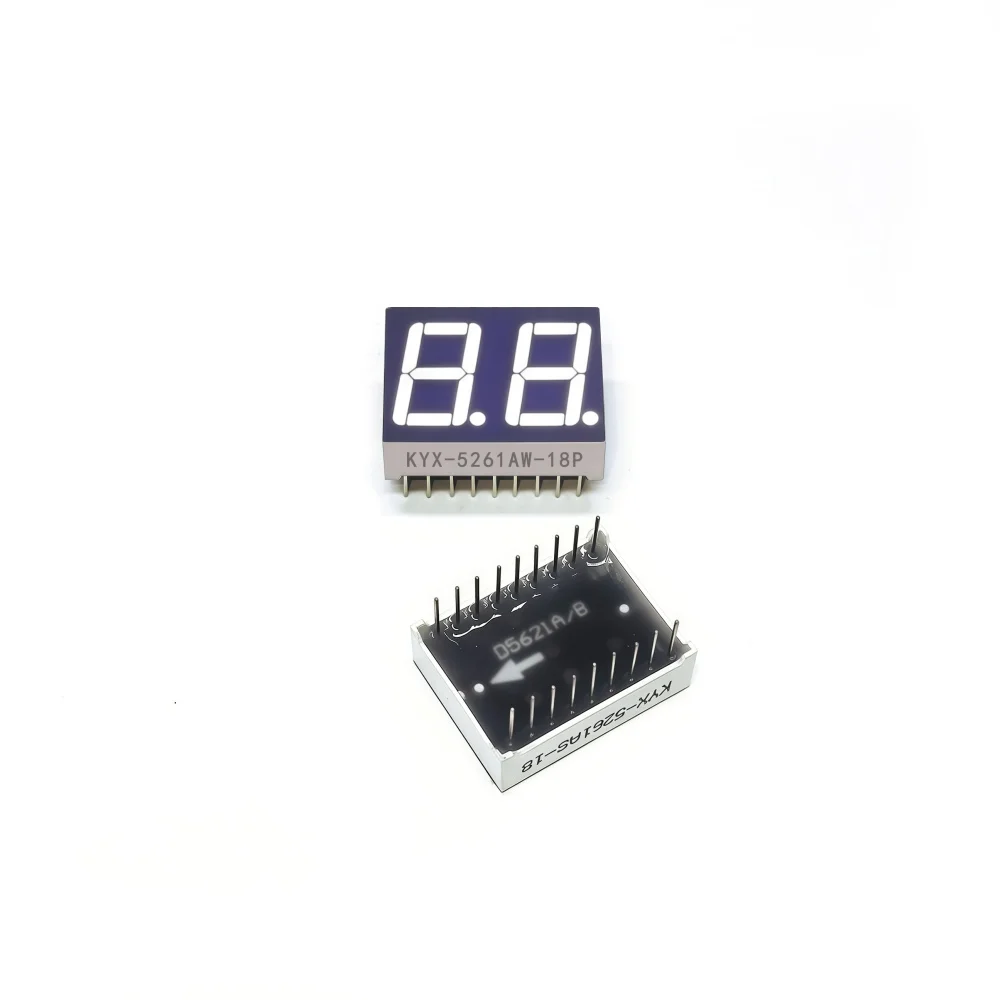 10 sztuk, 0,56-calowy, dwucyfrowy wyświetlacz numeryczny, wymiary 25 mm x 19 mm, cyfra „8”, wysokość 14,2 mm, wyświetlacz numeryczny z siedmioma segmentami, seria 5261, 18 pinów. — zdjęcie produktu 6