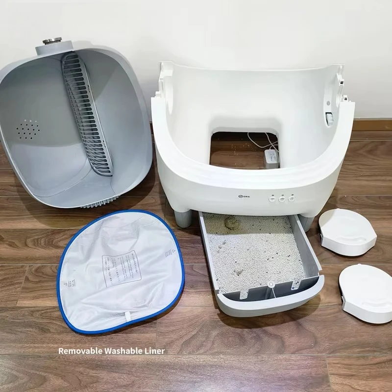 Caixa de gato autolimpante automática com design aberto, novo controle por aplicativo, sensores de segurança duplos, características exclusivas, mais vendidas