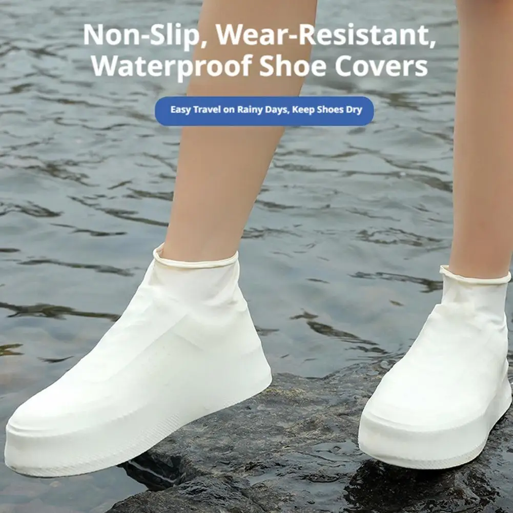 1 Pair Silicone WaterProof Shoe Covers Lip-resistant Rubber Rain Boot Rain Gear Overshoes Accessories for Outdoor Rainy Day