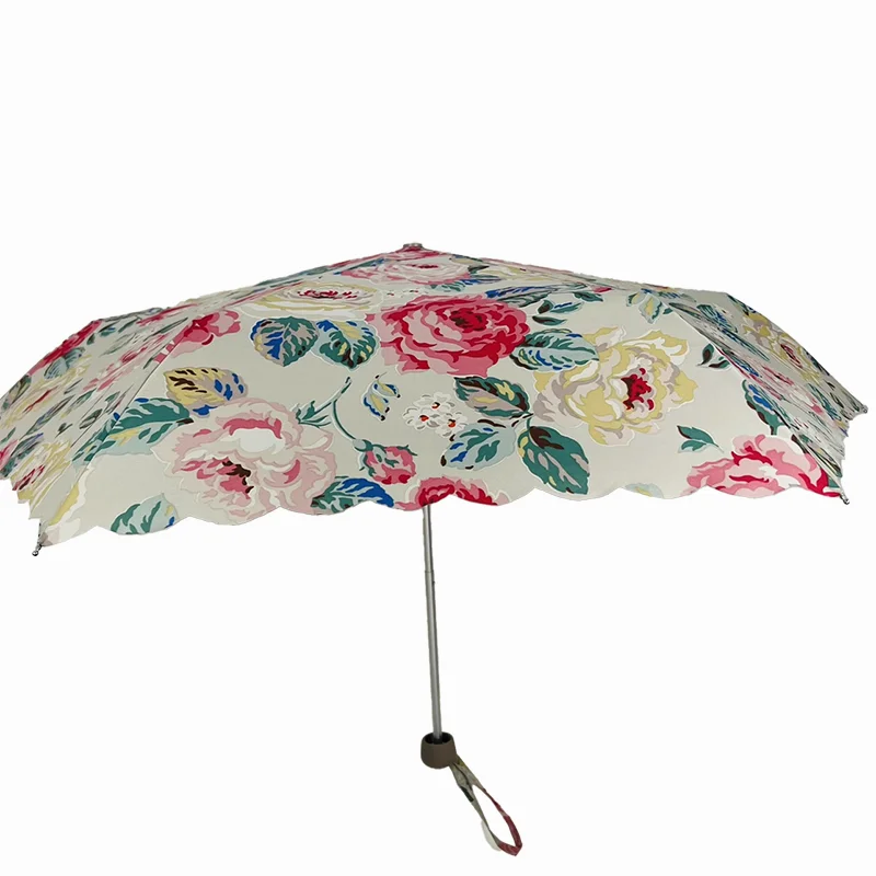 97cm Wave Lace Forest Rose sun and Rain Dual Use Sun Umbrella Sunscreen and UV Protection UPF50+Ultra Lightweight Foldable