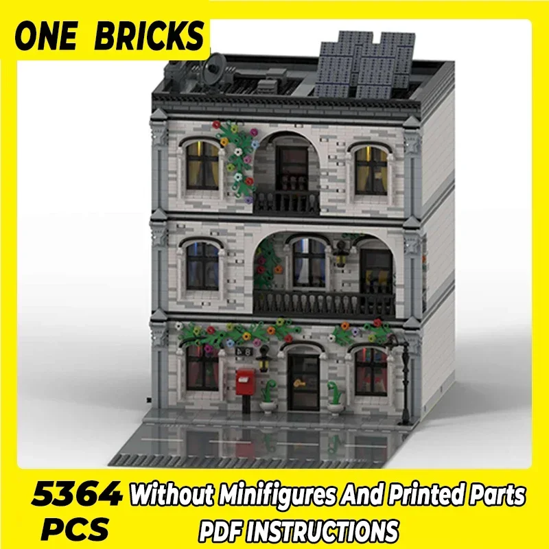 Moc blocos de construção modular vista rua casa doce tijolos técnicos diy montagem brinquedos construção para crianças presentes do feriado