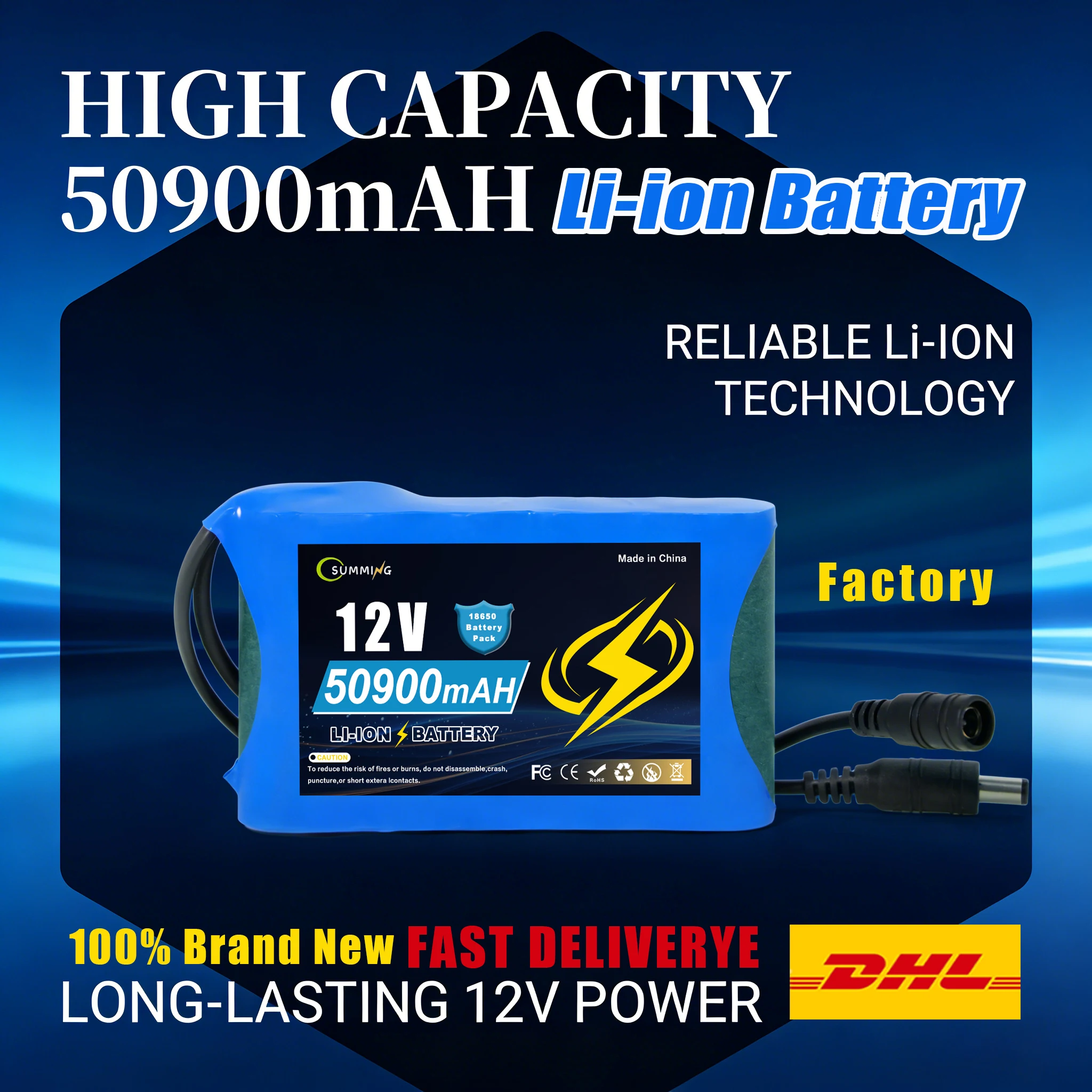 

3S2P 12.6V 50900mAh Li-ion Аккумуляторная батарея 12В 50.9Ач с зарядным устройством постоянного тока, защита от перезаряда/переразряда ️ Защита