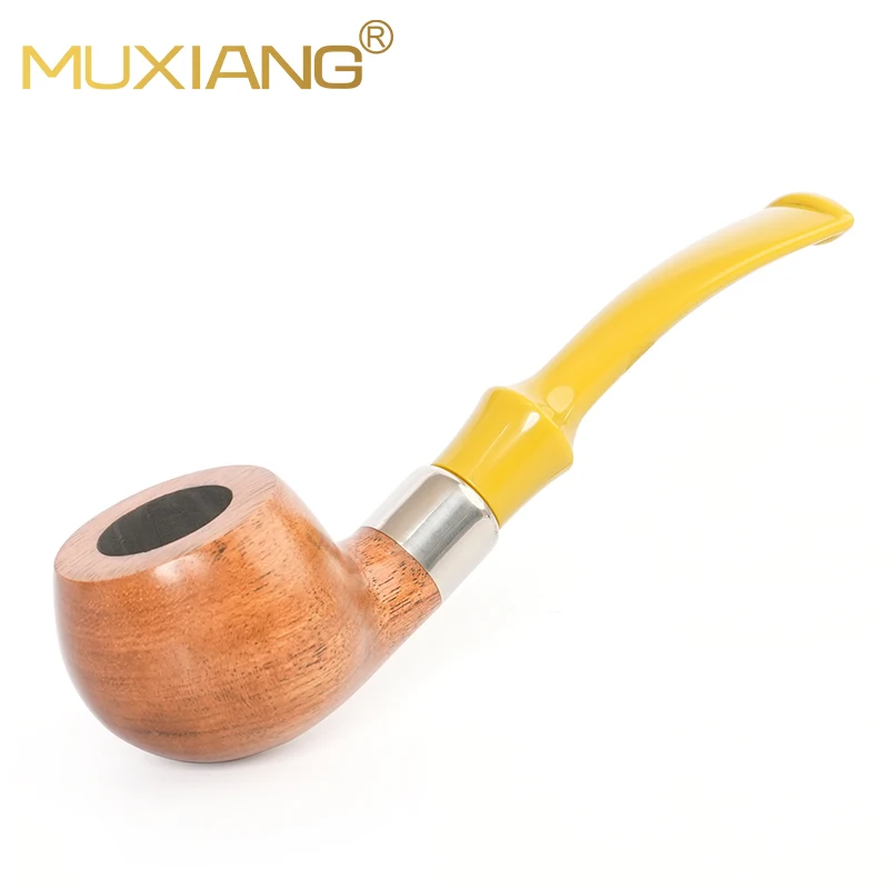 

MUXIANG Solid wood tobacco pipe 9mm pipe channel classic prince type pipe colorful pipe mouth father's day gift smoking pipe