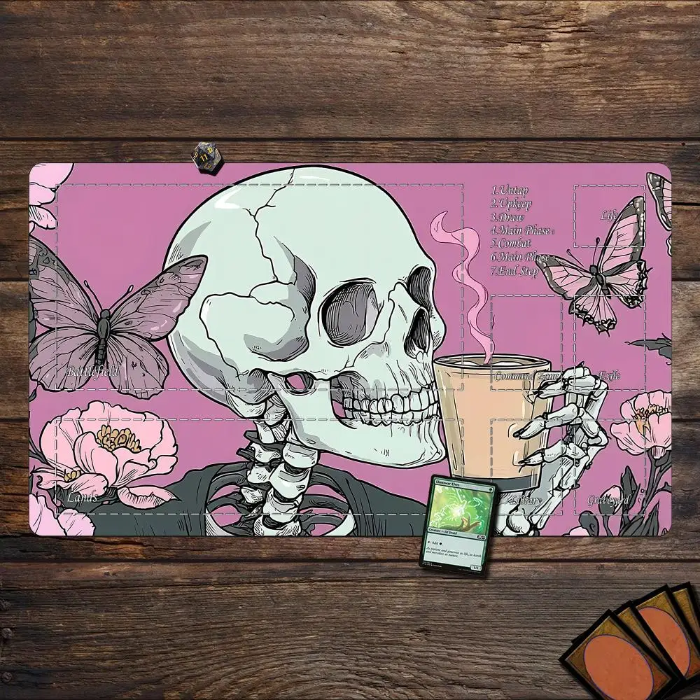 

Magic Playmat card gaming mat with zone Skeleton and butterfly mtg playmat Desk Mat keypad expansion mousepad rubber anti-slip