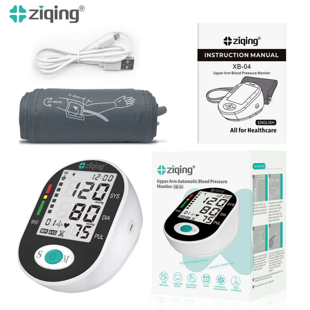 ziqing Blood Pressure Monitor Upper Arm Automatic Tonometer Wrist Digital Blood Pressure Meter BP Medical Sphygmomanometer Pulse