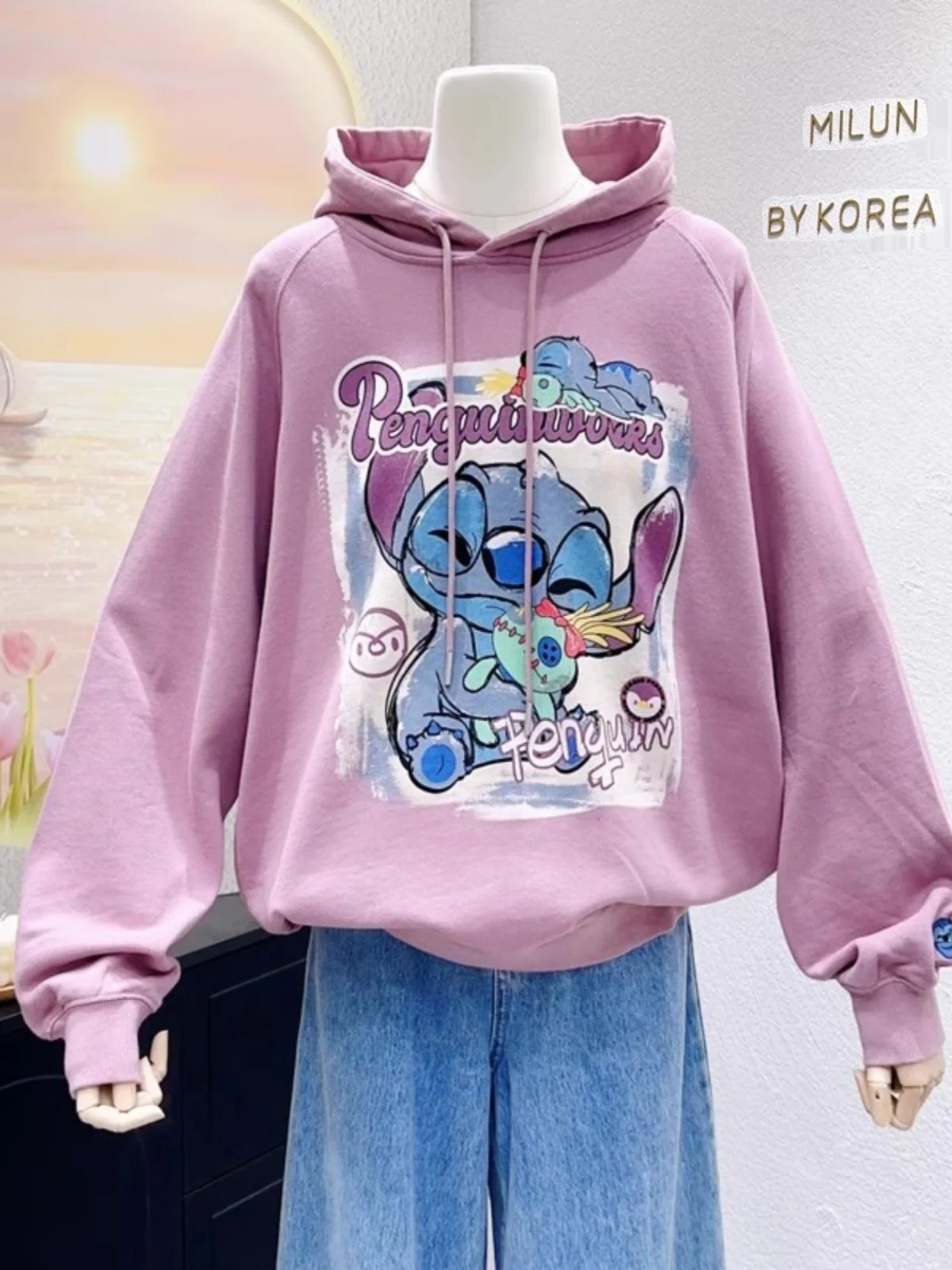 

Утепленная флисовая толстовка с капюшоном для женщин, уличный стиль, с мультяшным принтом, серебристый бархат, оверсайз, осенне-зимняя верхняя одежда