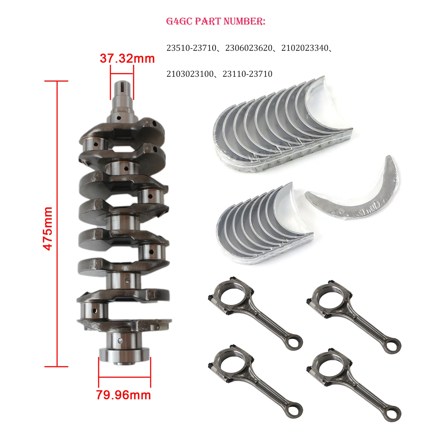 G4GC Crankshaft Main Bearing & Connecting Rod Bearing Set 23110-23710 For Hyundai 25LC-7 25L-7 30LC-7 Engine Tucson Sonata 2.0L