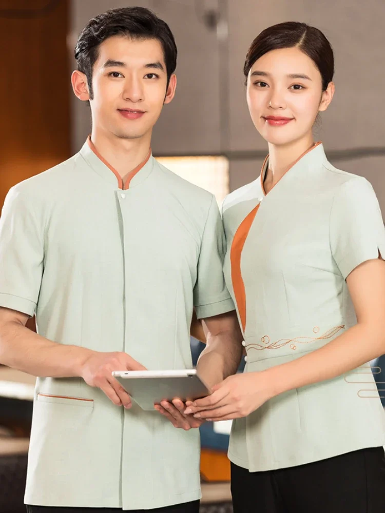 Hot Pot Fast Food Shop Kitchen Work Wear Short Sleeve Restaurant Fast Food Shop Waiter Uniform Coffee Bakery Waiter Overalls