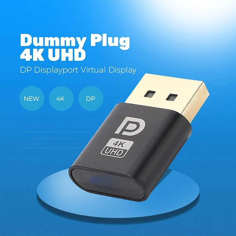 4K DP Displayport Dummy Plug for PC Computer Desktop Graphics Video Card Virtual Display Adapter EDID Headless Ghost Emulator