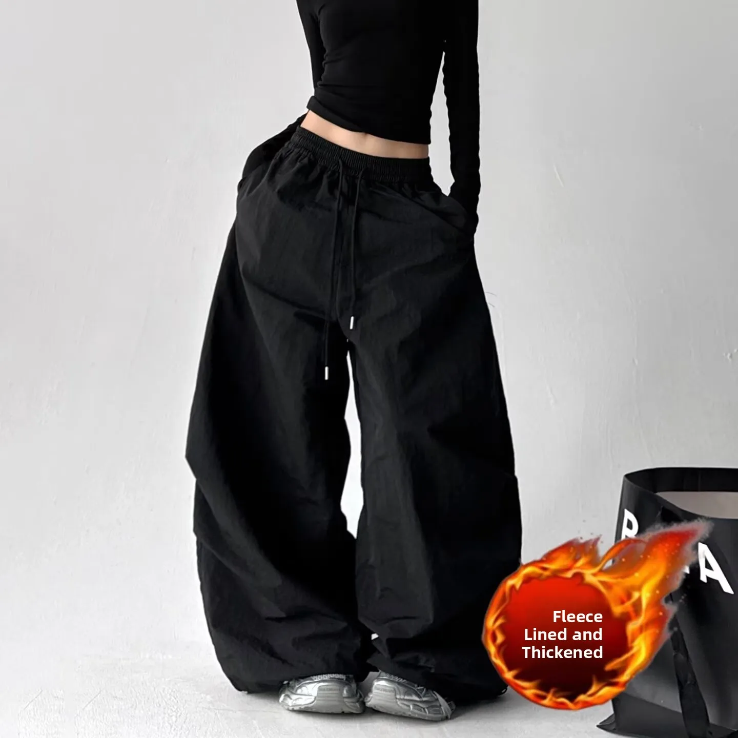 

Ретро-брюки с вышивкой и флисовой подкладкой, женские свободные повседневные брюки-парашюты, осенне-зимние, больших размеров