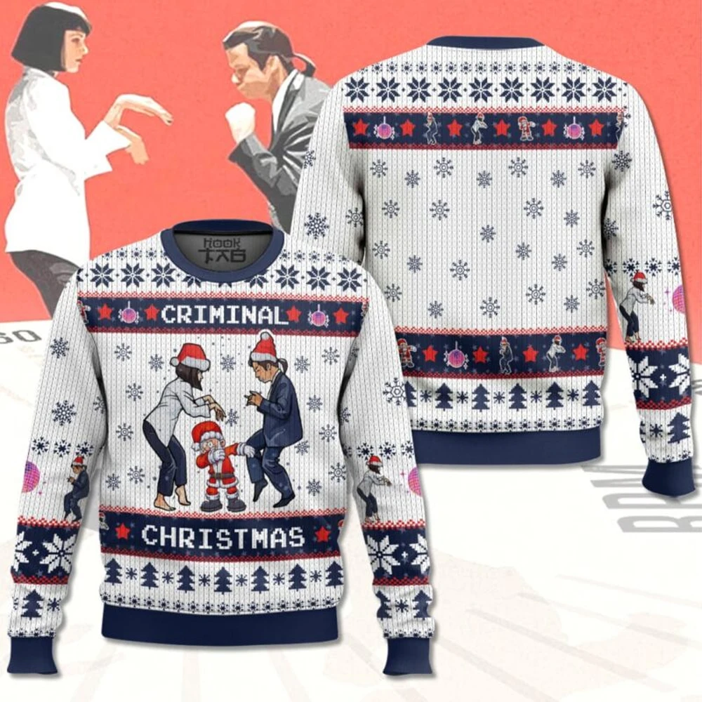 Merry Xmas Again Pulp Fiction Ugly Christmas Sweat Vintage Fiction Movie Sweater Mens Womens Holiday Party Jumper Xmas Gift 2026
