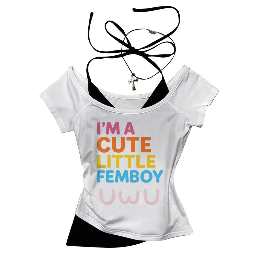 Femboy Crop Top Girl Meme Jojifuku Cutecore Scene Gothic Shirt Cute Jojifuku Ausverkauf Streetwear Emo – Detail 3