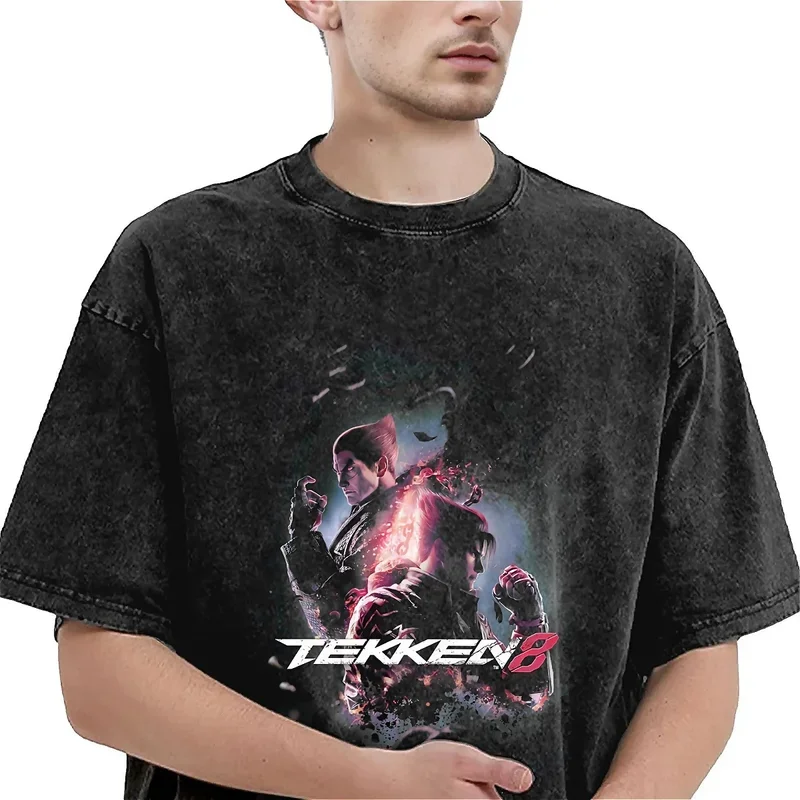 Tekken 8 T Shirt Hot Game Harajuku T-Shirts Short Sleeve Aesthetic Tops Summer Cotton Crew Neck Big Size Clothing