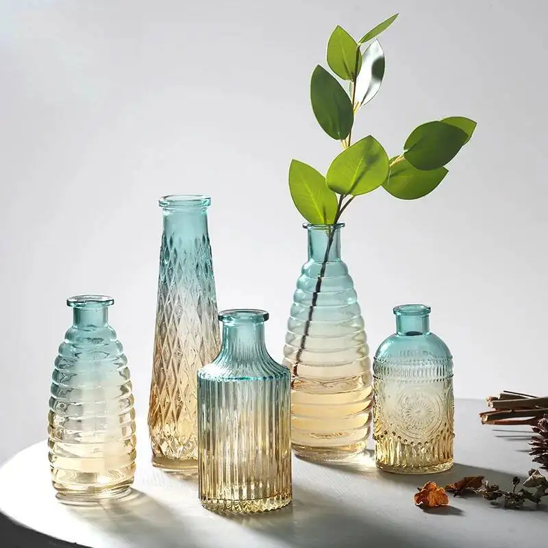 2025 New Retro Glass Vase For Home Decoration, Hydroponic Container, Office Flower, Aesthetic Florero Ornaments